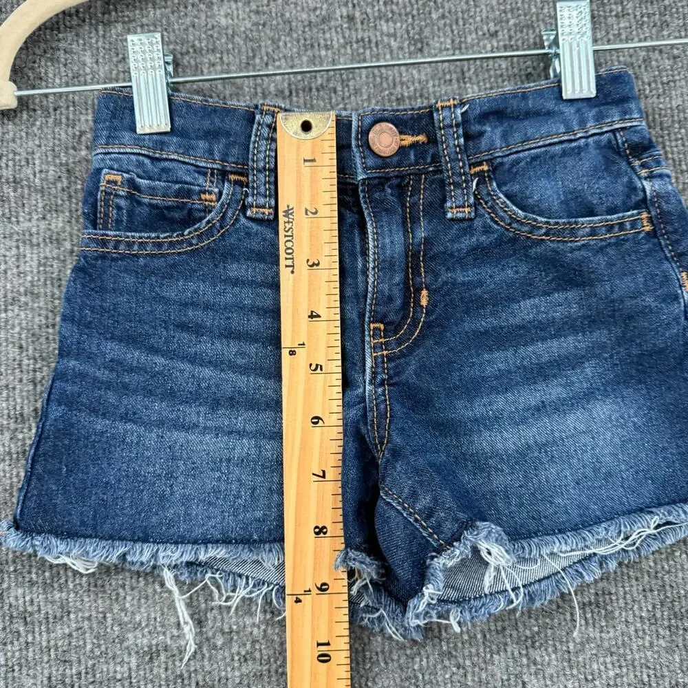 Old Navy Girls Denim Cutoff Jean Shorts Size 5 High Rise Adjustable Waist
